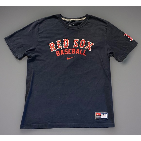 Boston Red Sox Nike Short Sleeve T-shirt Print Swoosh MLB Logo Blue Large JBHS - Picture 1 of 11